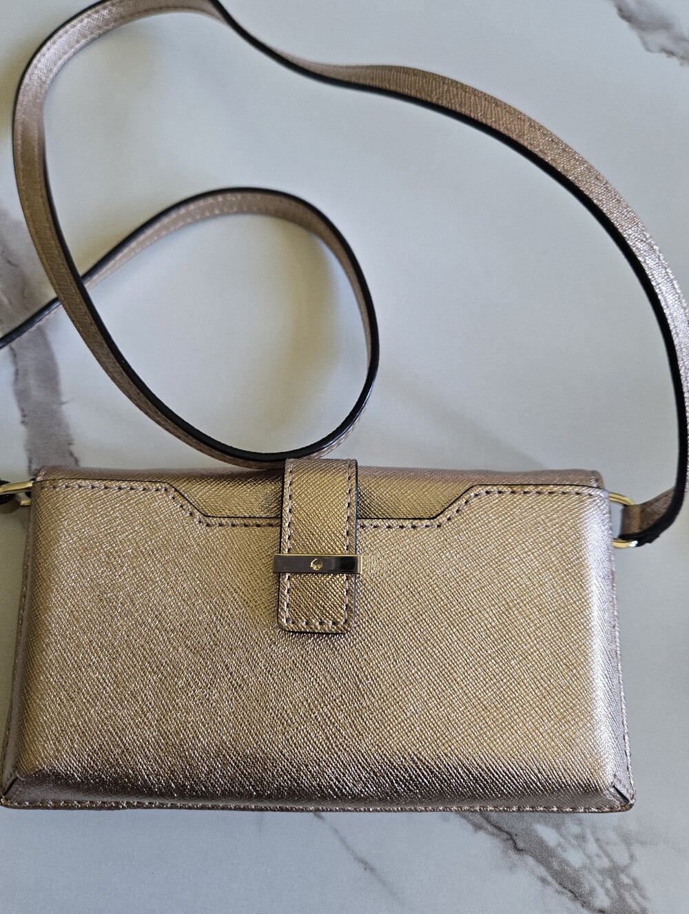 Kate Spade Metallic Rose Gold Crossbody Wallet - Women Bags